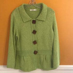Green Cardigan w/Wooden Buttons